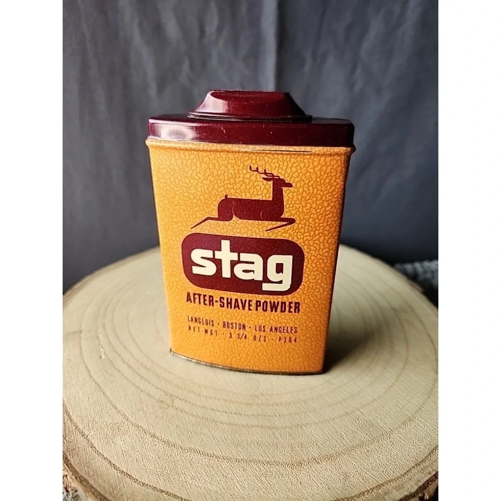 Vintage *STAG* After Shave Powder Container 1950s Rexall Drug Stores Exclusive‎